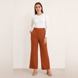 Mara’s Collection Rust Orange Pants Sleek Straight Leg Workwear Size Medium